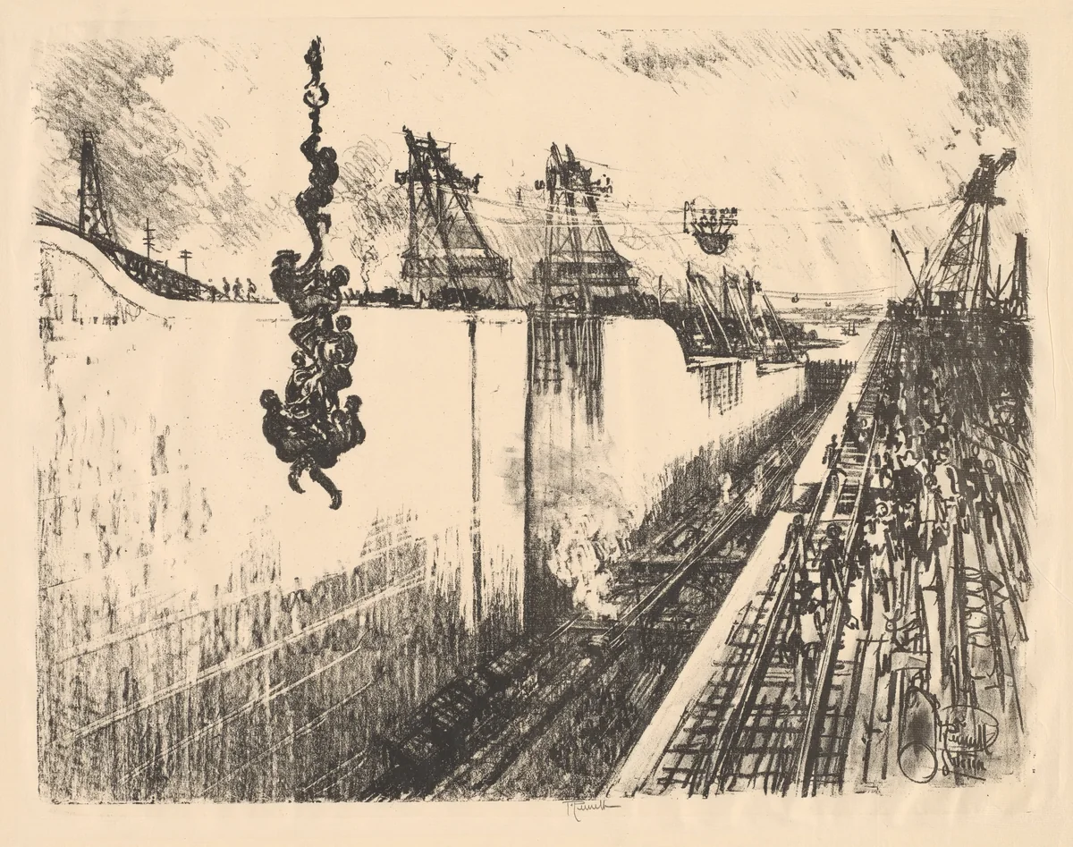 Dinner Time, Gatun Lock, Panama by Joseph Pennell, print, 1912