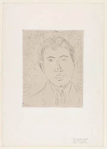 Man's Head, Flowered Background (Tête d'homme, fond fleuri) by Henri Matisse, print, 1914