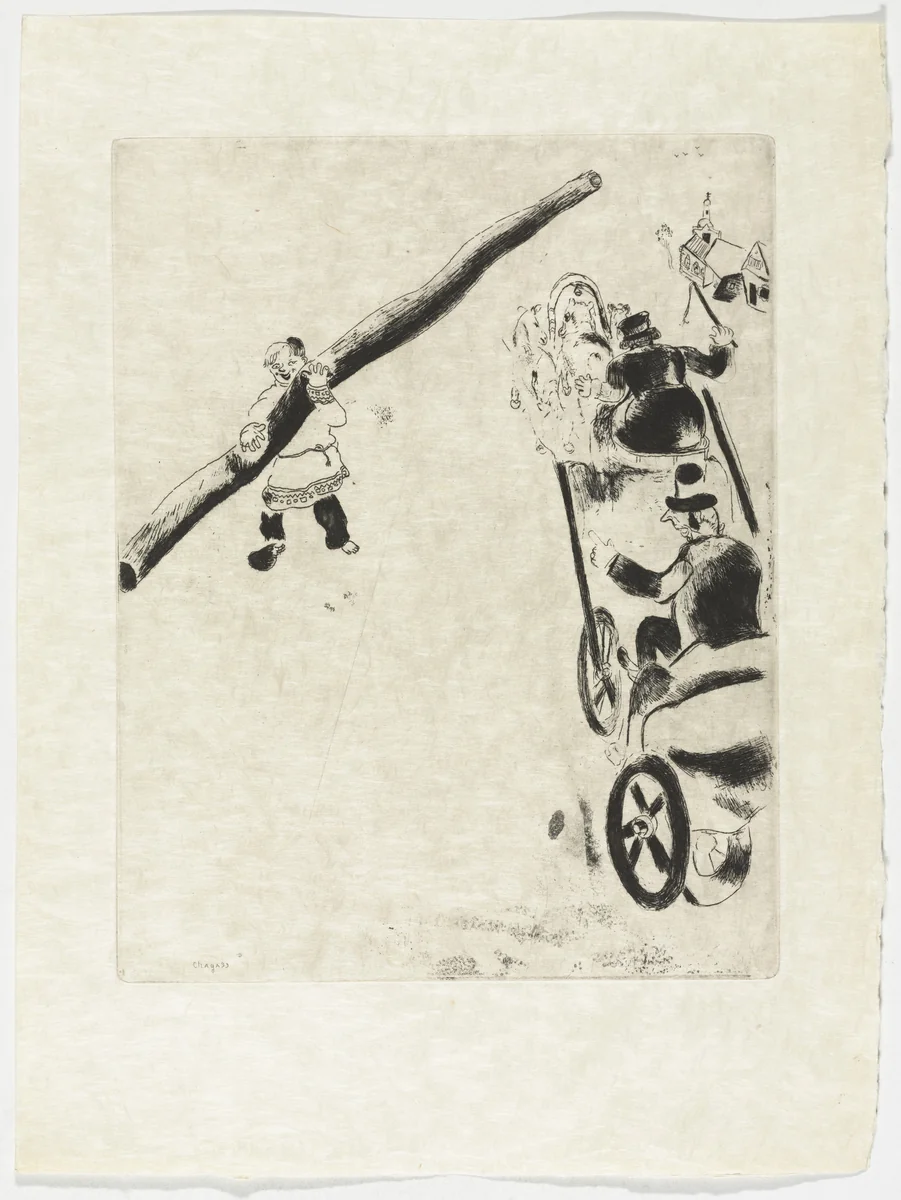 Encounter with a Peasant (Rencontre d'un paysan), plate XXXVIIquater (supplementary suite) from Les Âmes mortes by Marc Chagall, illustrated book, 1923