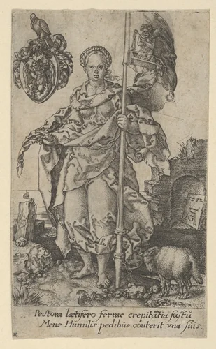 Modesty, from The Virtues by Heinrich Aldegrever, print, 1552