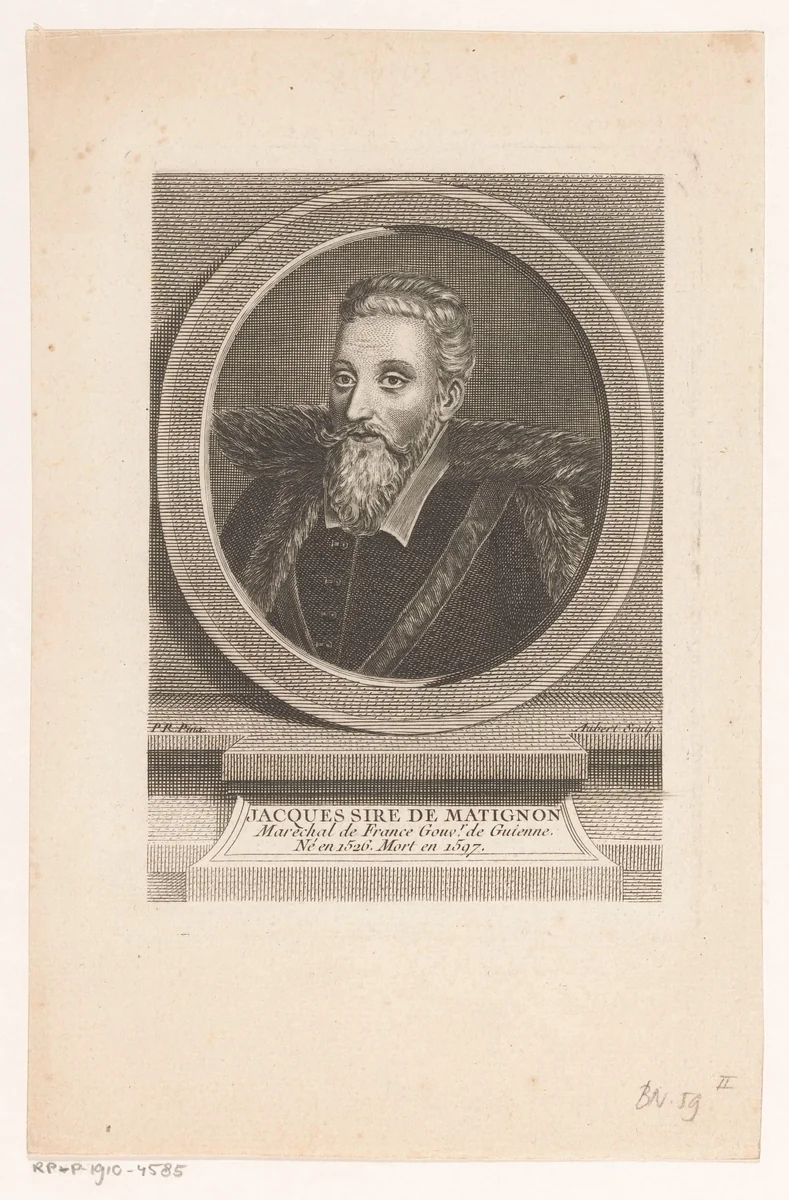 Portret van Jacques II de Goÿon de Matignon by Michel Aubert, print, 1755
