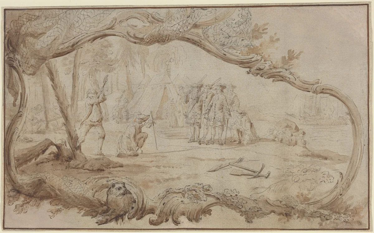 The Landing of the Dutch Expedition Party in New York by Hubert François Gravelot, drawing, 1699-1773