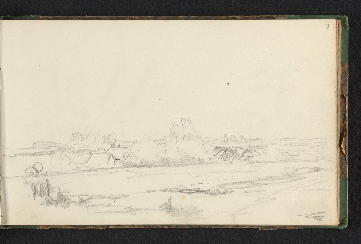 Gezicht op een weide by Jan Bedijs Tom, drawing, 1823-1894