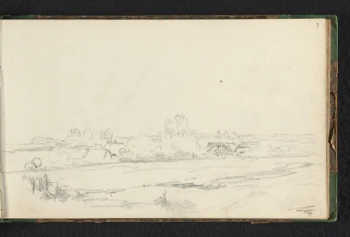 Gezicht op een weide by Jan Bedijs Tom, drawing, 1823-1894