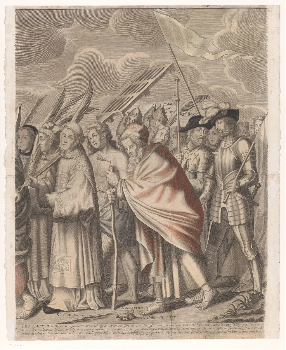Triomftocht van Christus met figuren uit het Oude en Nieuwe Testament by Nicolas de Larmessin, print, 1687-1694