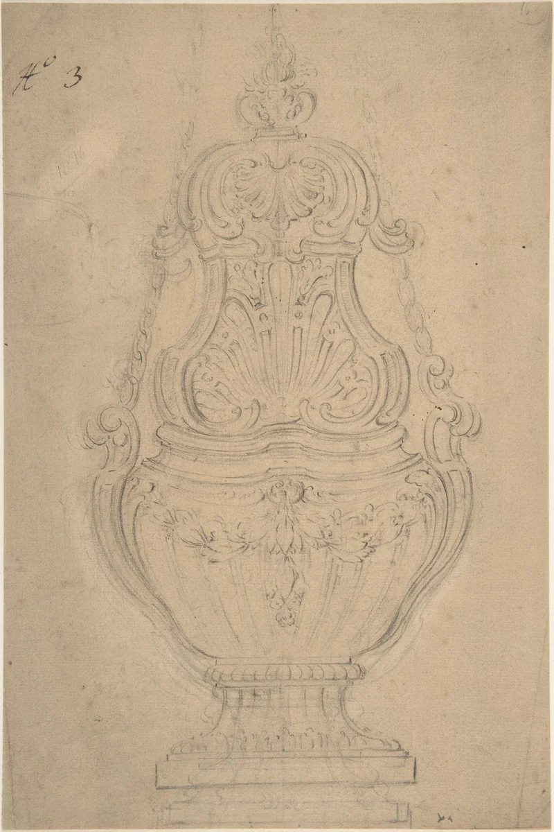 Design for an Incense Bottle by anonymous, drawing, 1700-1799