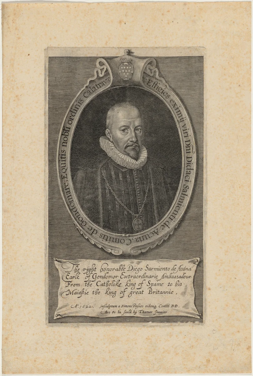 Diego Sarmiento de Acuna, Count of Gondomar by Simon van de Passe, print, 1595-1647