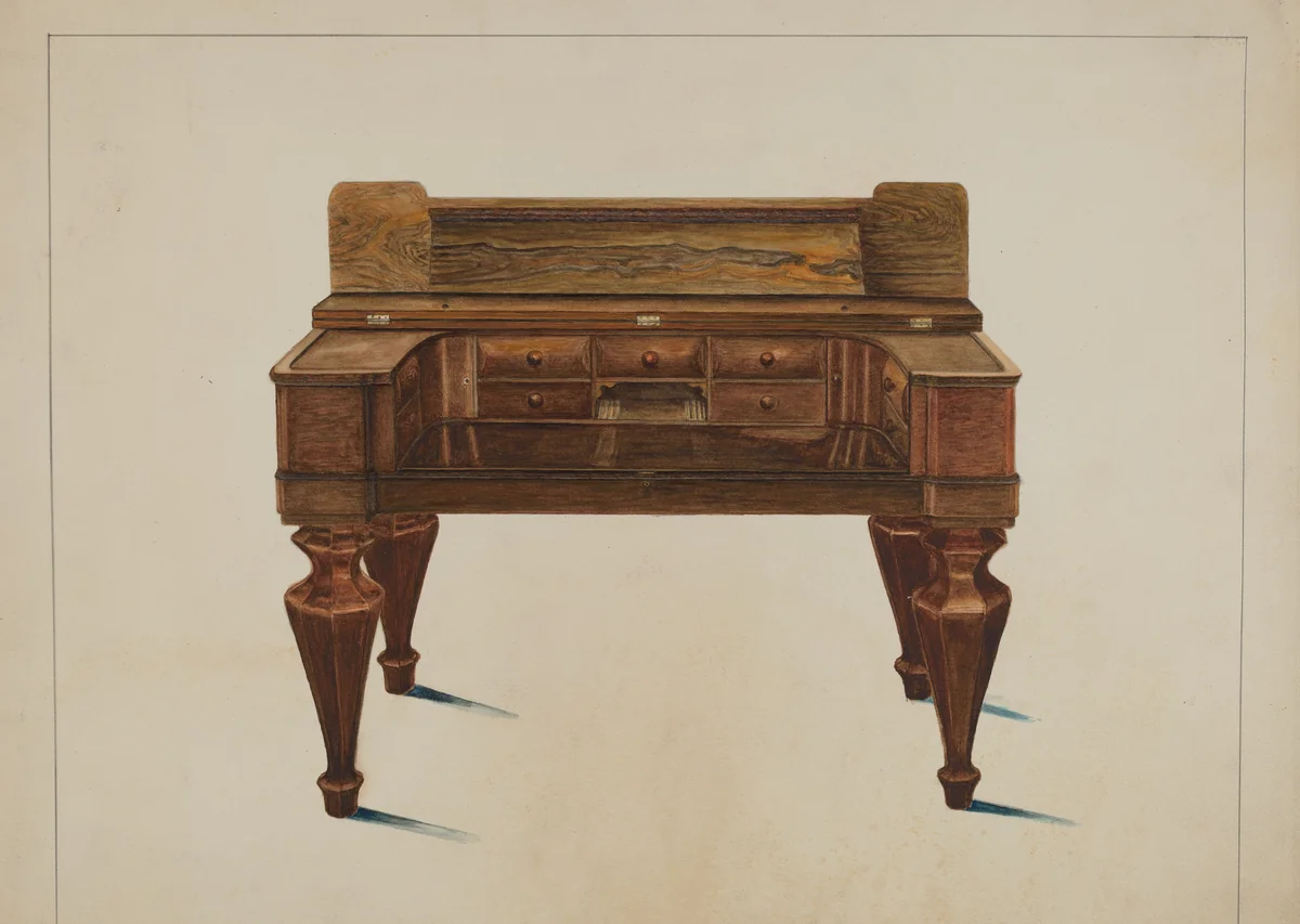 Melodeon Converted into Desk by Magnus S. Fossum, index of american design, 1937