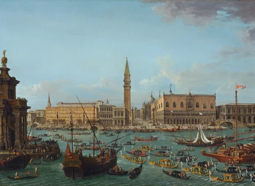 Procession of Gondolas in the Bacino di San Marco, Venice by Antonio Joli, painting, 1742
