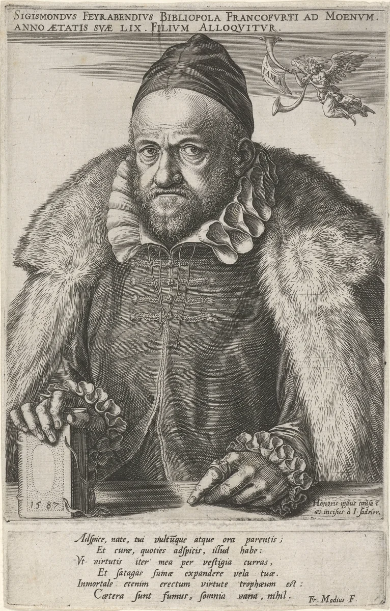 Portret van Sigismund Feyerabend by Unknown, print, 1587