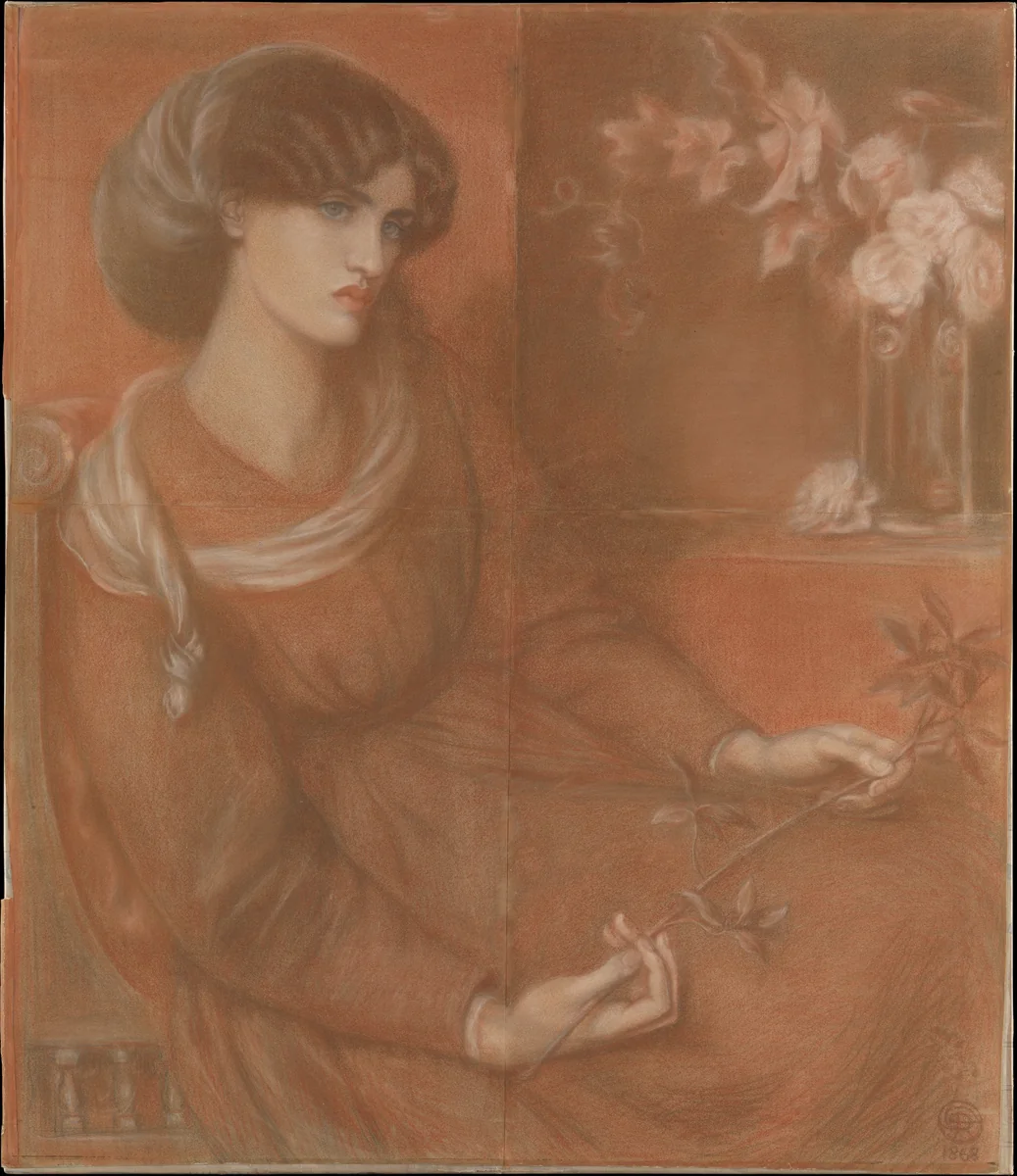 Jane Morris: Study for "Mariana" by Dante Gabriel Rossetti, drawing, 1868