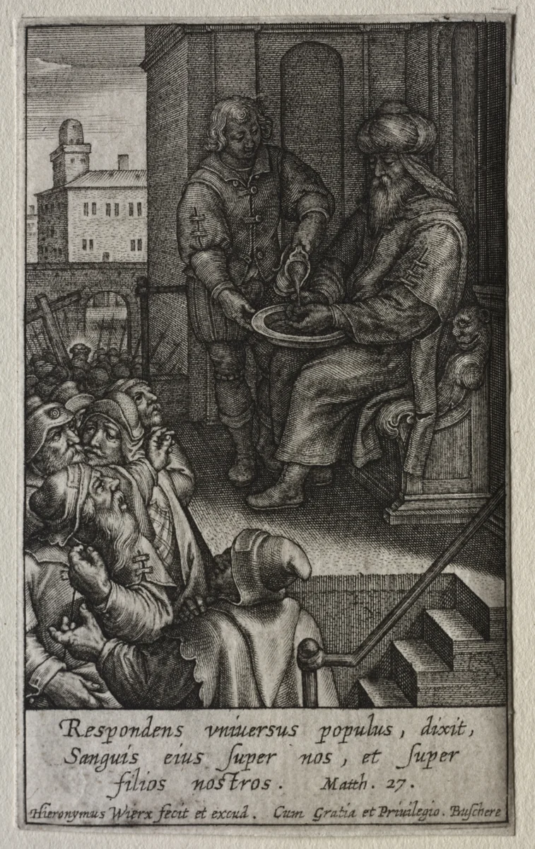 The Passion: Pilate Washing his Hands by Hieronymus Wierix, print, 1614-1624