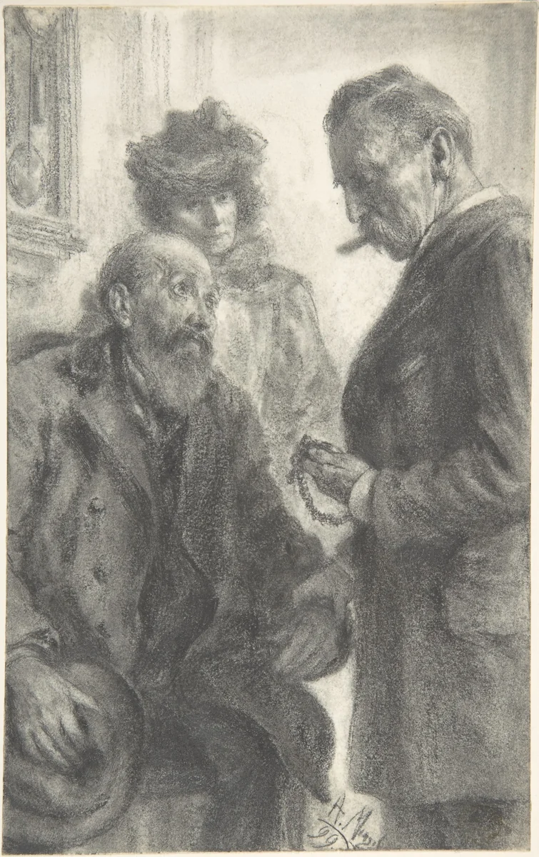 Doctor and Patient by Adolph Menzel, drawing, 1899