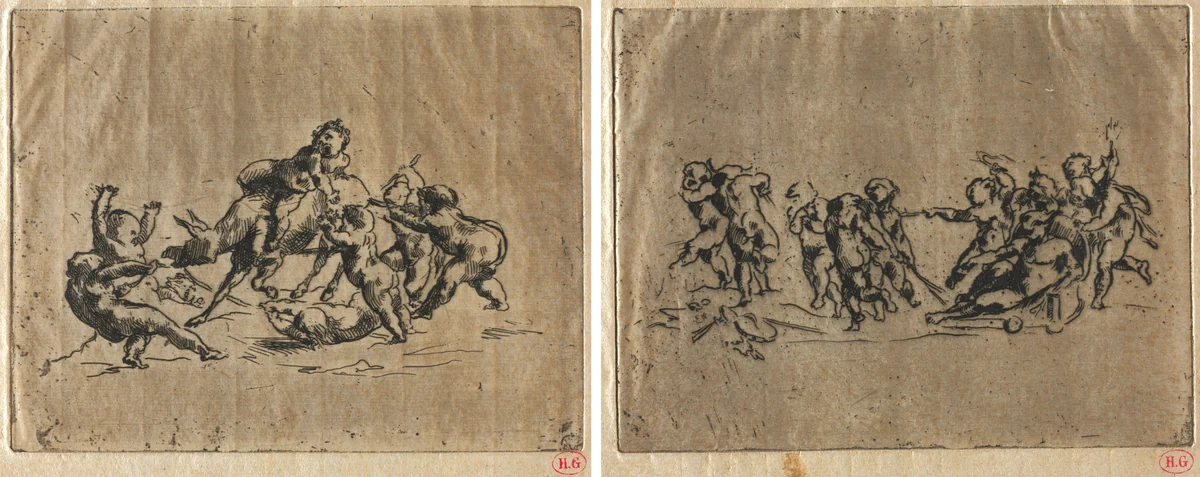 Bacchanal with Children and Donkey by Jean Baptiste Carpeaux, print, 1860-1870