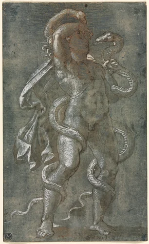 Man Entwined by Two Snakes by Giovanni Antonio da Pordenone, drawing, 1522-1532