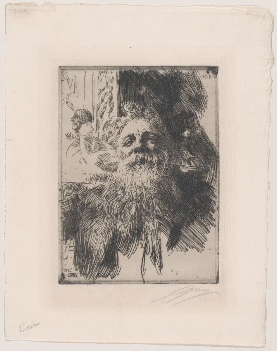 Auguste Rodin by Anders Zorn, print, 1906