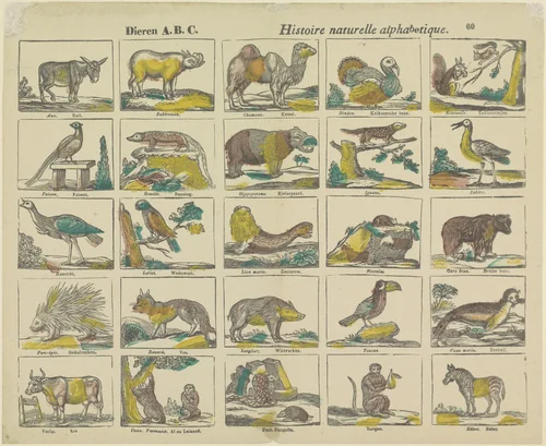 Dieren A.B.C. / histoire naturelle alphabetique by Philippus Jacobus Brepols, print, 1800-1833