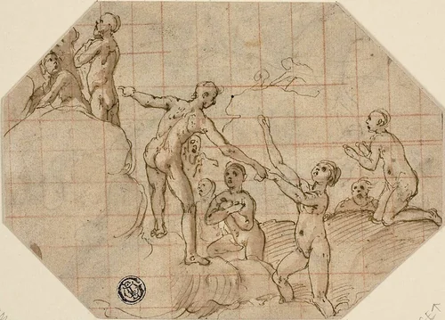 Group of Blessed Souls: Study for the Last Judgment by Federico Zuccaro, drawing, 1576-1579