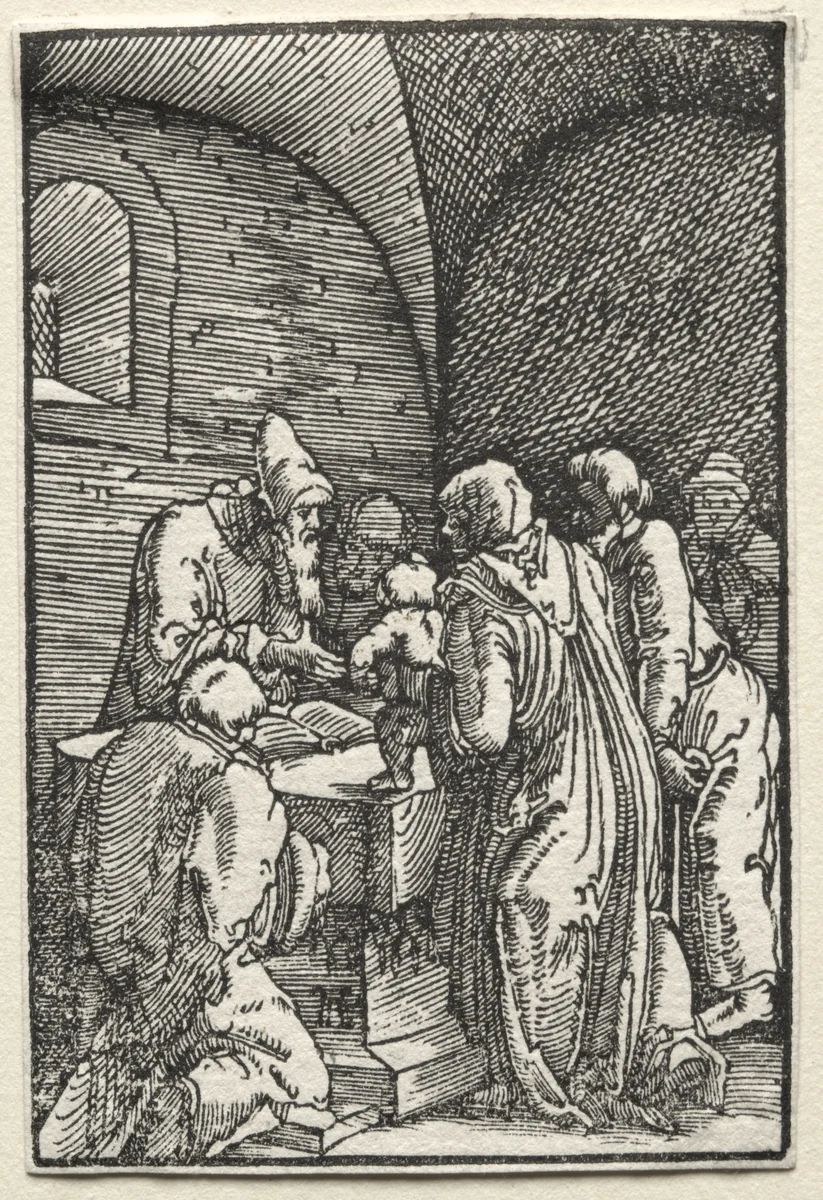The Fall and Redemption of Man: The Presentation of Christ in the Temple by Albrecht Altdorfer, print, 1510-1520