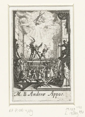 Het martelaarschap van Andreas by Jacques Callot, print, 1632-1634