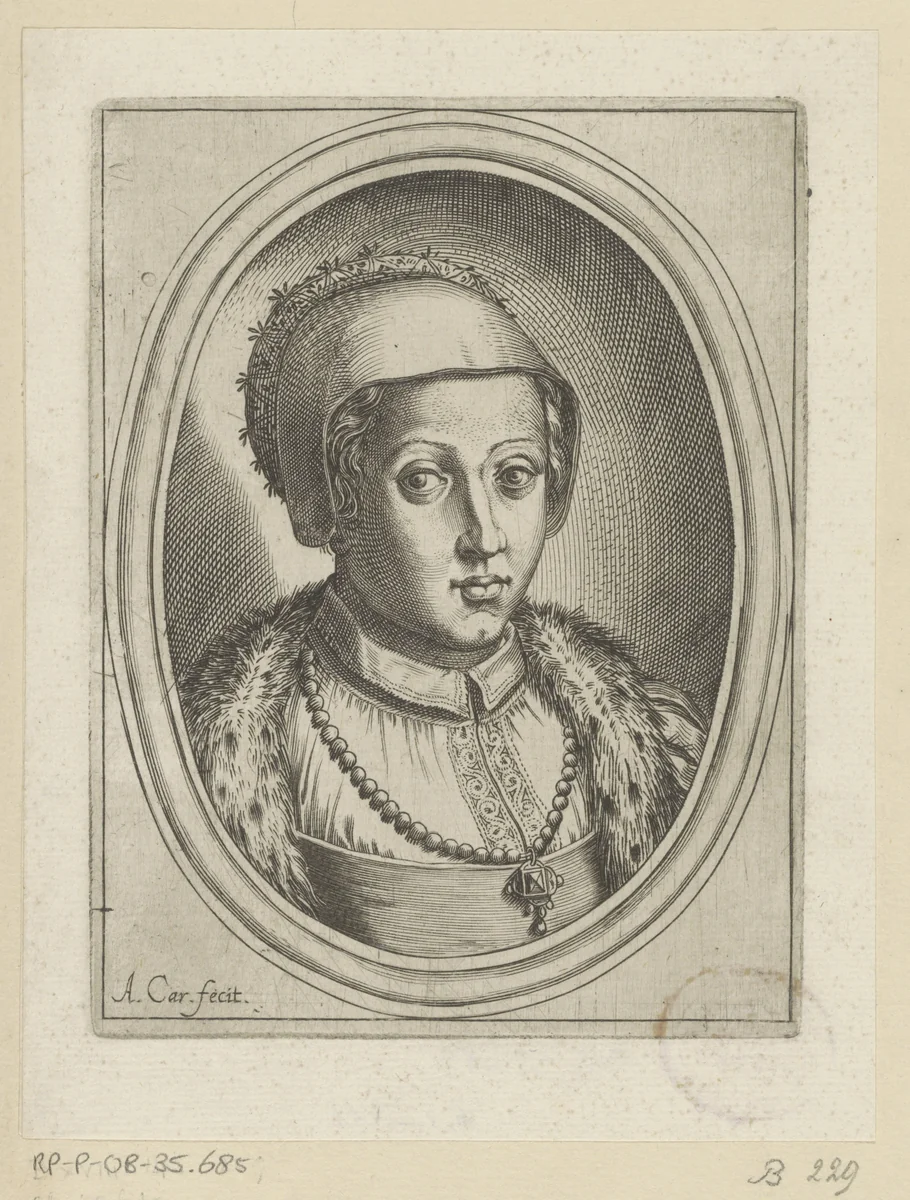 Portret van Christina van Denemarken by Unknown, print, 1567-1602