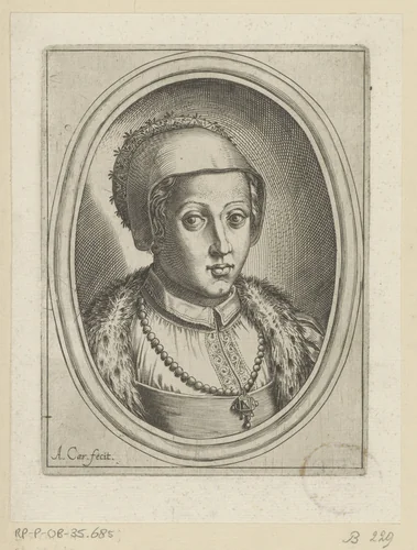 Portret van Christina van Denemarken by Unknown, print, 1567-1602
