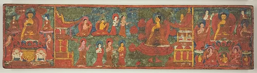One of a Pair of Manuscript Covers with Buddha Overcoming Temptation Surrounded by Disciples by Nepal, other, 1701-1800
