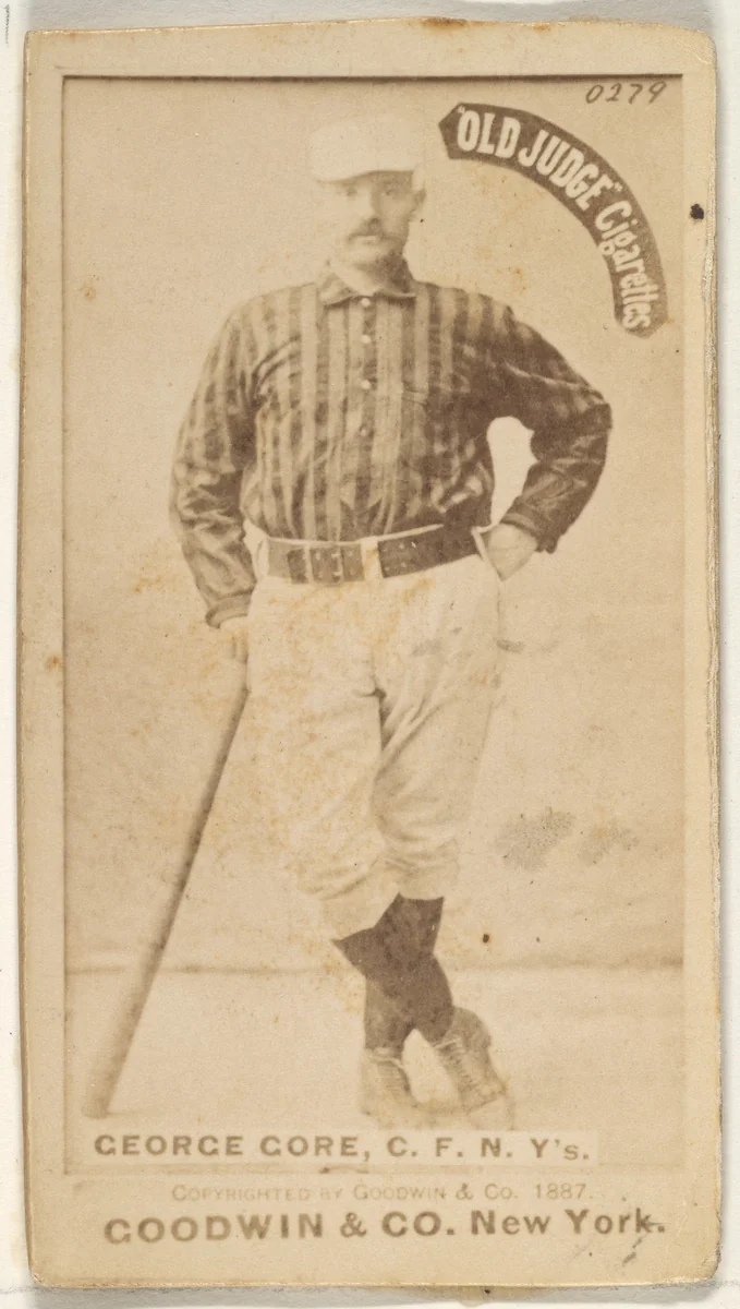 George F. "Piano Legs" Gore, Center Field, New York, from the Old Judge series (N172) for Old Judge Cigarettes by Goodwin & Company, photograph, 1887