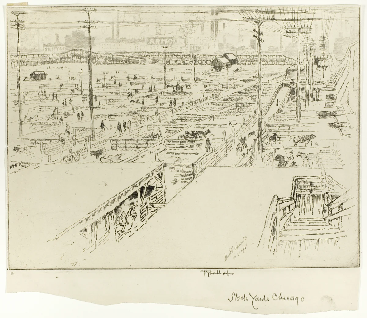 Stock Yards, Chicago by Joseph Pennell, print, 1910