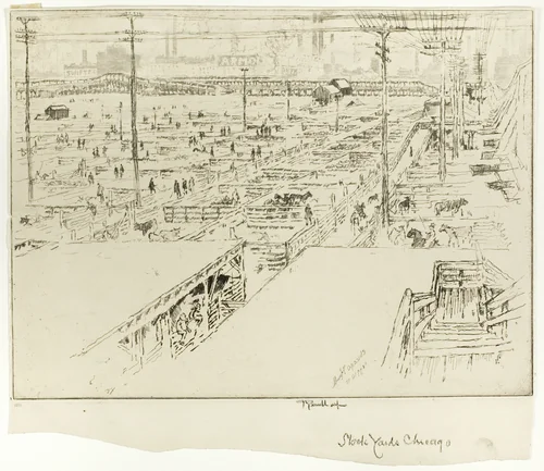 Stock Yards, Chicago by Joseph Pennell, print, 1910