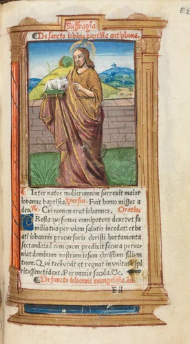 Printed Book of Hours (Use of Rome): fol. 98r, St. John the Baptist by Guillaume Le Rouge, book, 1510