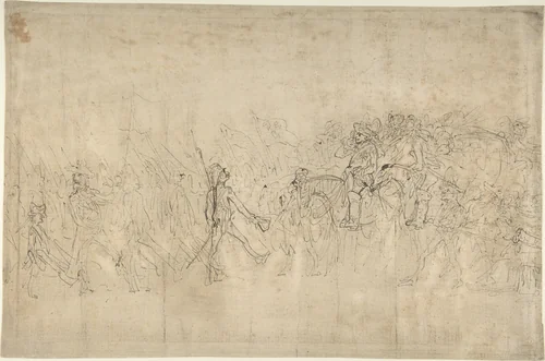 A Military Review by Thomas Rowlandson, drawing, 1775-1827