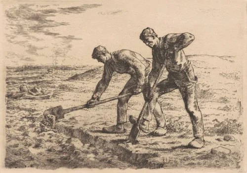 The Diggers (Les Becheurs) by Jean-François Millet; Auguste Delâtre, print, 1855