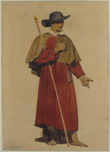 An Italian Pilgrim by Dominique-Ferréol-Louis Papety, drawing, 1825-1849