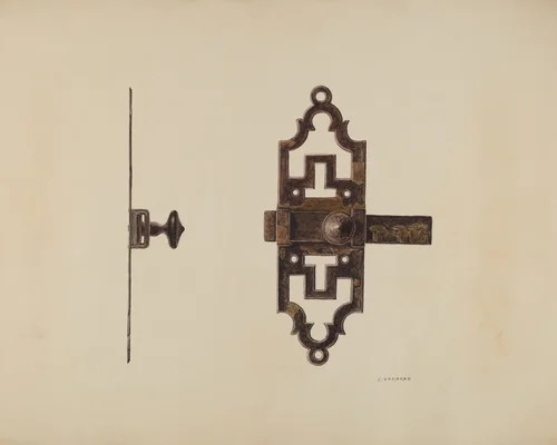 Wrought Iron Latch by Lucien Verbeke, index of american design, 1938