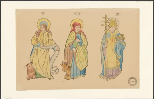 Marcus de Evangelist, Lucas de Evangelist en Gregorius de Grote by anonymous, drawing, 1850-1949
