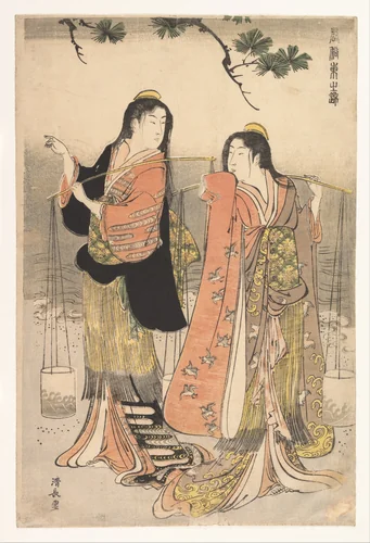 The Brine Maidens of Suma (Shiokumi, Suma) by Torii Kiyonaga (鳥居清長), print, 1750-1868