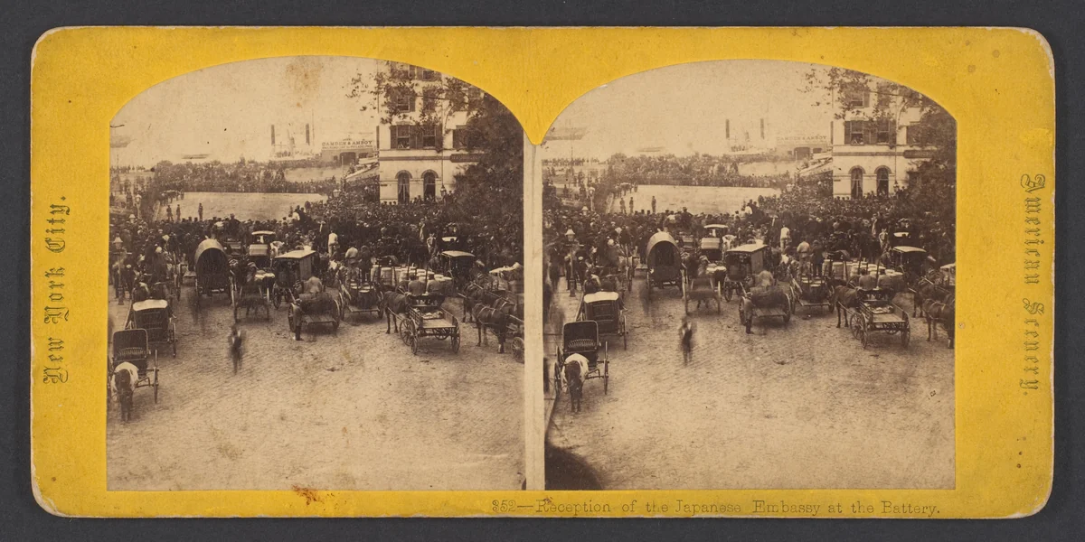 Reception of the Japanese Embassy at the Battery by George Stacy, photograph, 1860