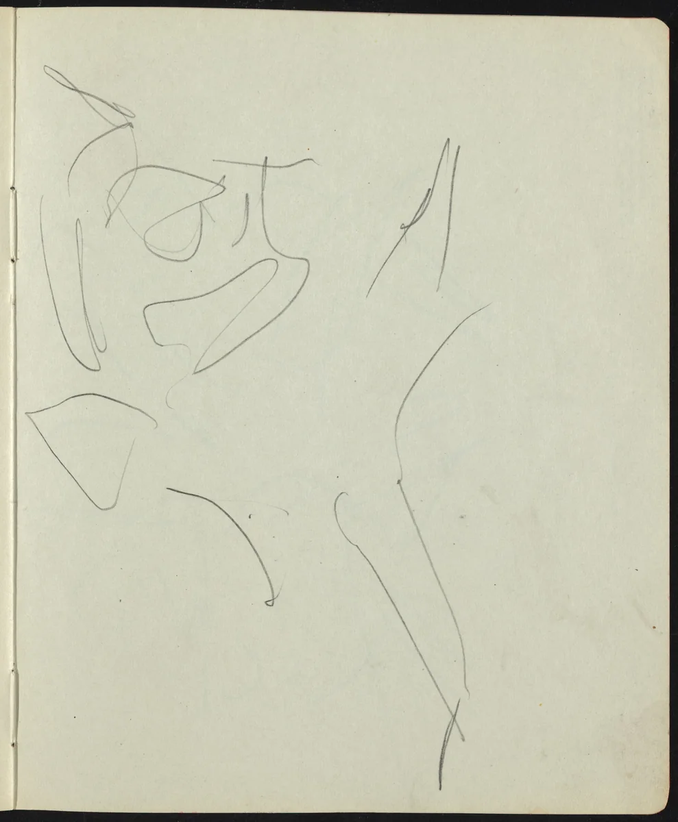 Dancers and Performers (Page from a Sketchbook) by Ernst Ludwig Kirchner, drawing, 1911