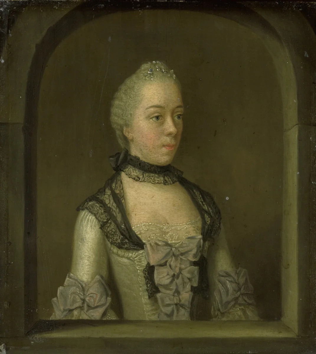 Portrait of Wilhelmina Hillegonda Schuyt, Wife of Joachim Rendorp by Tibet Regters, painting, 1757-1768