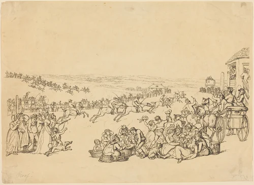Running by John Bluck; Thomas Rowlandson, print, 1739-1851