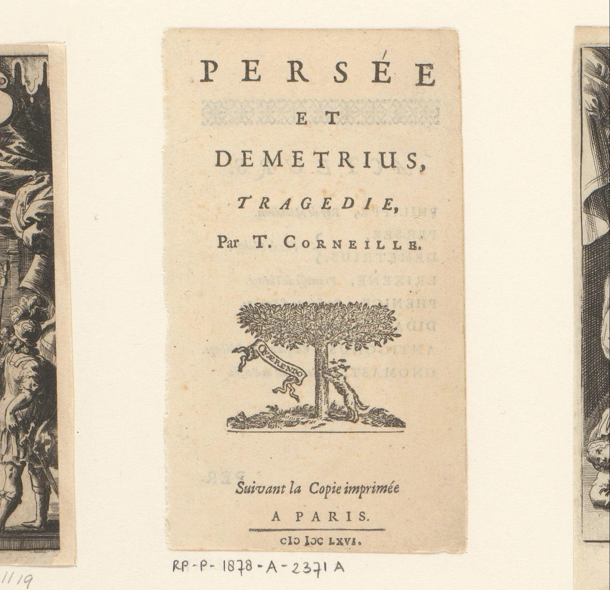 Perseus en Demetrius voor Philippus V by Abraham Dircksz. Santvoort, print, 1666