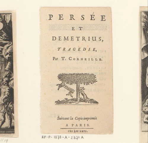 Perseus en Demetrius voor Philippus V by Abraham Dircksz. Santvoort, print, 1666