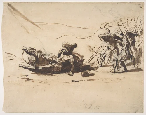 Conversion of Saint Paul by Pier Francesco Mola, drawing, 1612-1666