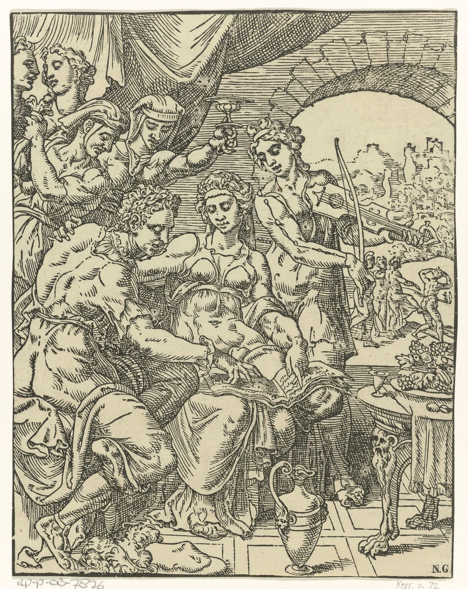 De verloren zoon verkwist zijn geld by Dirck Volckertsz. Coornhert, print, 1548