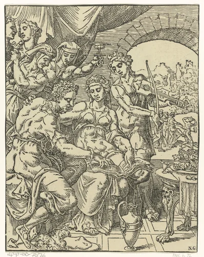 De verloren zoon verkwist zijn geld by Dirck Volckertsz. Coornhert, print, 1548
