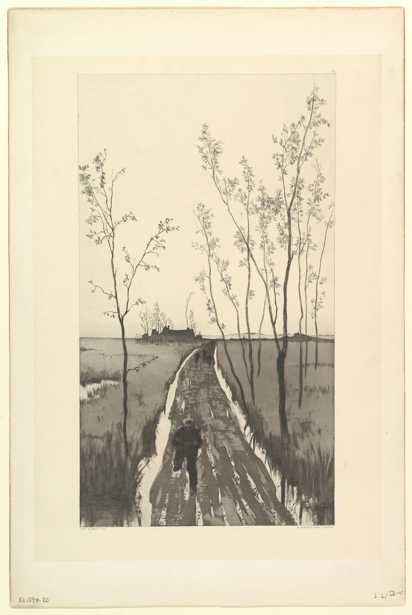 Verfolgung, from the series Radierte Skizzen by Max Klinger, print, 1870-1920