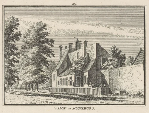 Gezicht op het Hof van Rijnsburg by Hendrik Spilman, print, 1750-1792