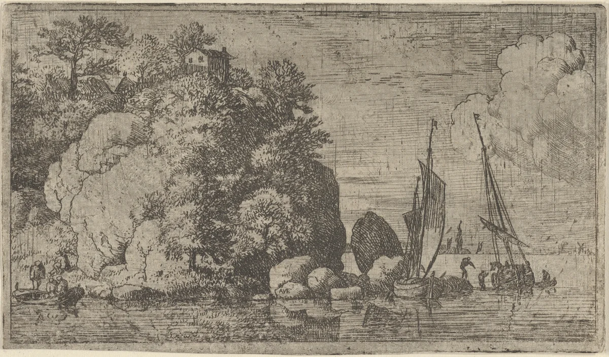 The Two Boats on the River by Allart van Everdingen, print, 1621-1675