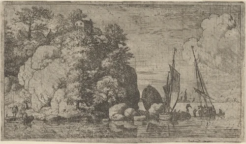 The Two Boats on the River by Allart van Everdingen, print, 1621-1675